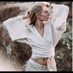 Boho Hippie canvas cotton wrap shirt